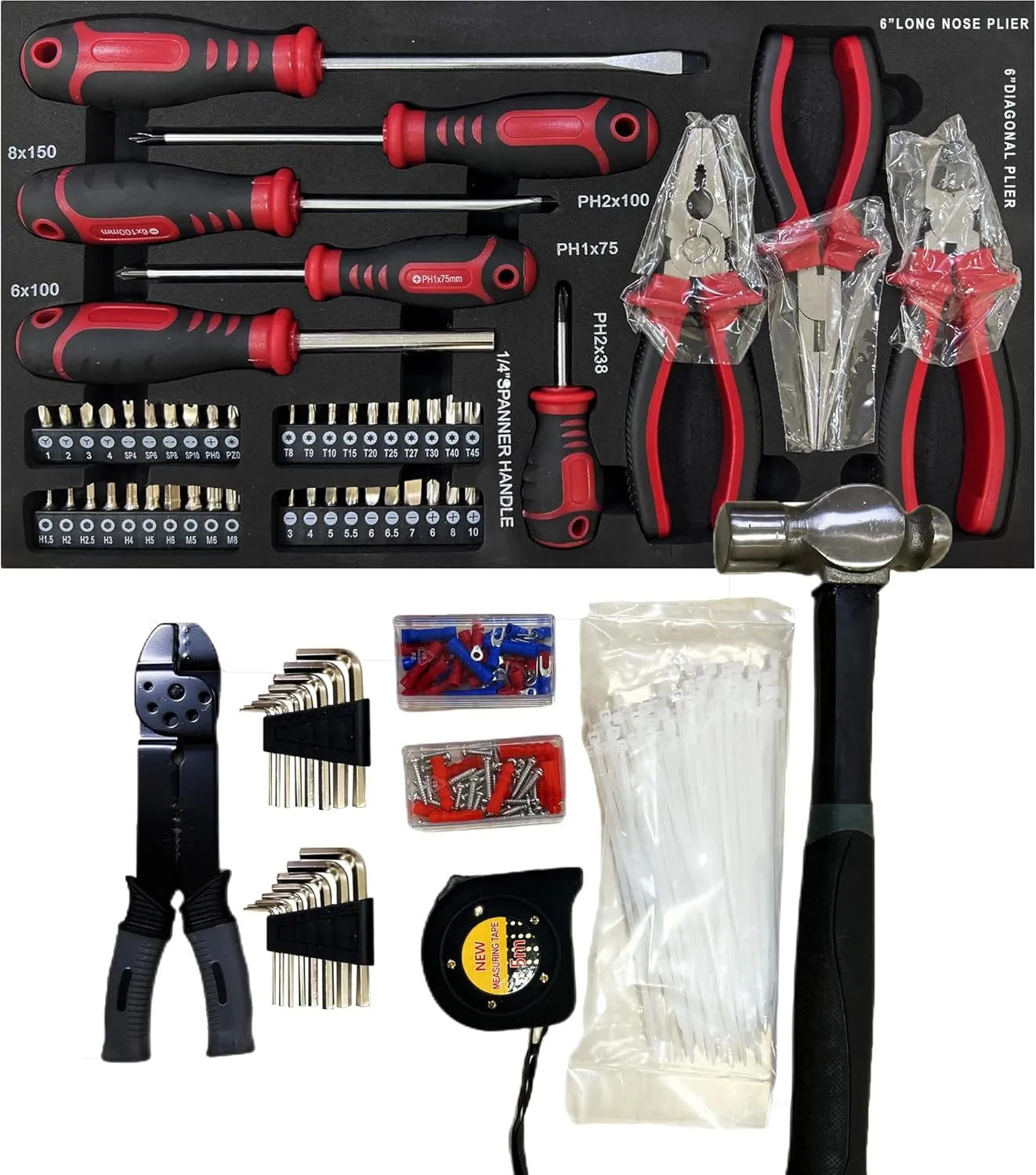 Tool Set 439pcs, Mechanic Tool Set for Home, Tool Box Set 4-Tier Socket Wrench Ratchet Plier Nails, Home Tool Set Mechanics Kit with 3 Drawers for Adults Man Handyman, Black