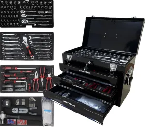 Tool Set 439pcs, Mechanic Tool Set for Home, Tool Box Set 4-Tier Socket Wrench Ratchet Plier Nails, Home Tool Set Mechanics Kit with 3 Drawers for Adults Man Handyman, Black