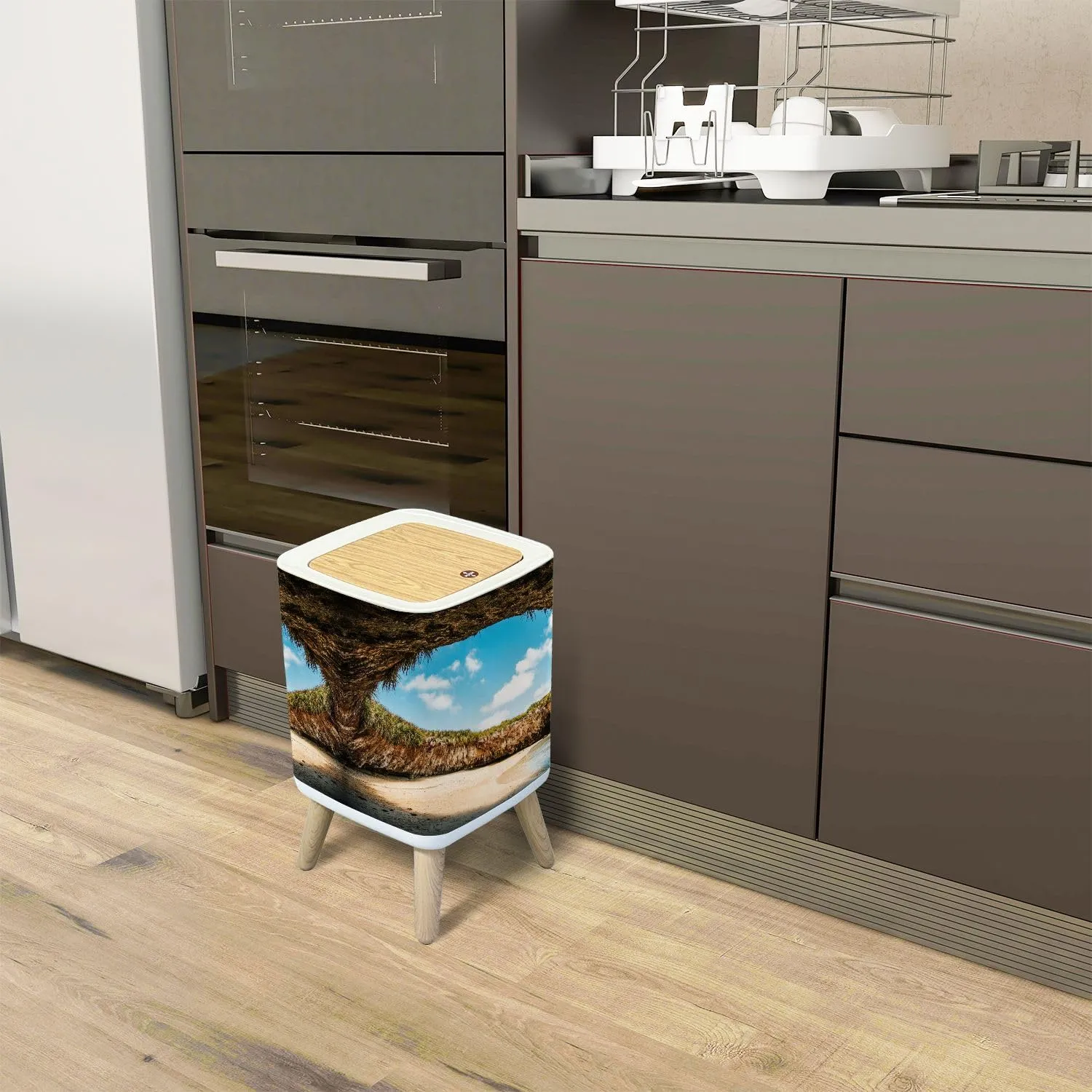 Trash Can with Lid Hidden Beach Marietas Islands Puerto Vallarta Garbage Can Rectangular Waste Bin Press Cover Dog Proof Wastebasket for Kitchen Bathroom Living Room Nursery