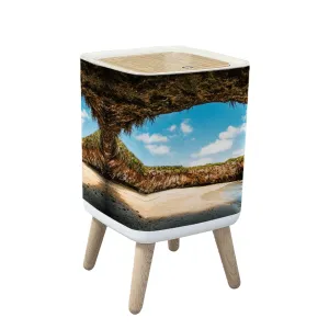 Trash Can with Lid Hidden Beach Marietas Islands Puerto Vallarta Garbage Can Rectangular Waste Bin Press Cover Dog Proof Wastebasket for Kitchen Bathroom Living Room Nursery