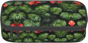 Tropical Flowers and Foliage print Large Capacity Storage Bag Travel Office Supplies Box, Makeup Bag, Desk Organizer with