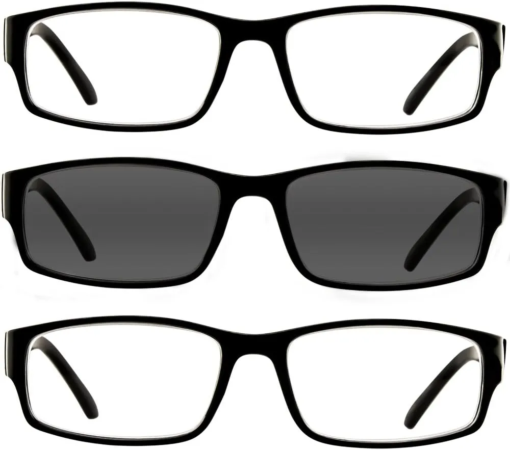 TruVision Readers 9504H Reading Glasses for Men & Women 1 or 3 Pk