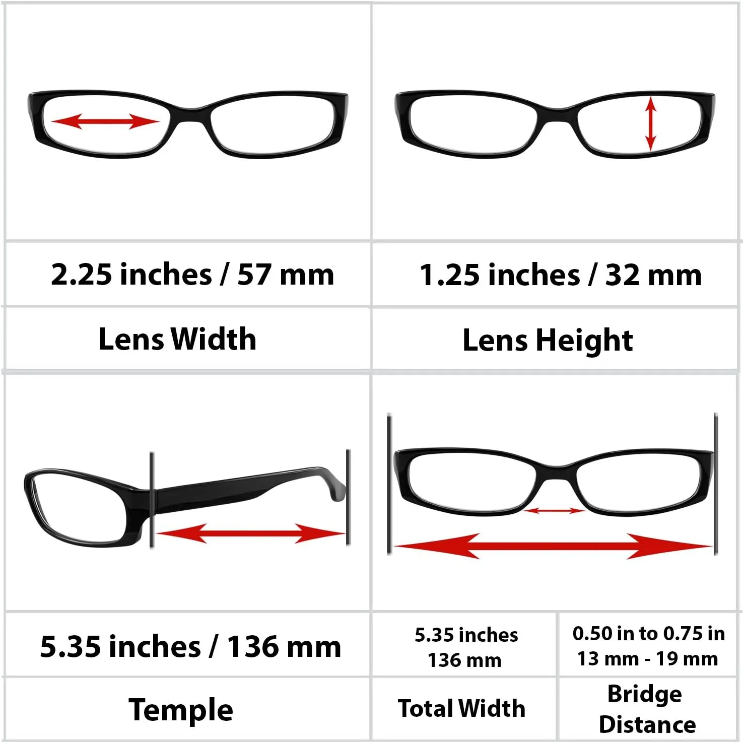 TruVision Readers Reading Glasses - Resin Frames w Acrylic Lenses, Dura Flex Hinges for Men and Women
