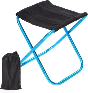 TUFFS 150KG Thickened Outdoor Camping Small Chair Portable Folding Aluminum Alloy Stool Bench Ultralight Picnic Fishing (Color : Blue, Size : A)