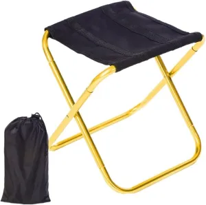 TUFFS 150KG Thickened Outdoor Camping Small Chair Portable Folding Aluminum Alloy Stool Bench Ultralight Picnic Fishing (Color : Gold, Size : A)