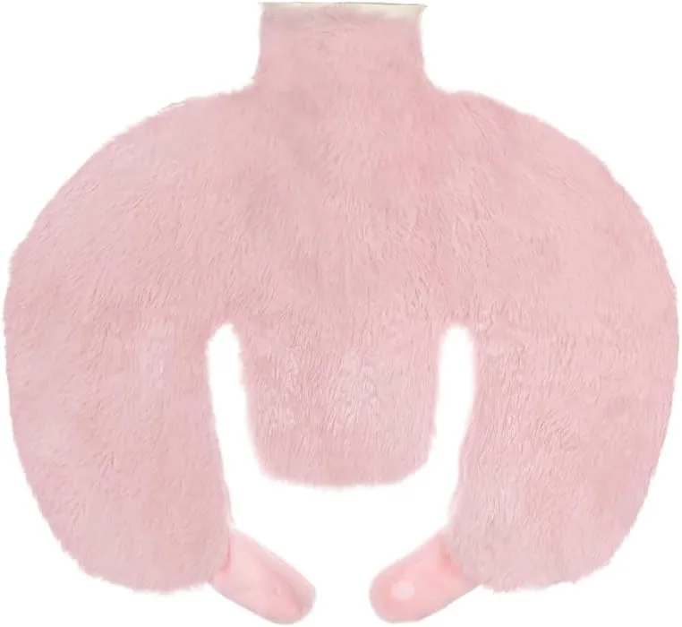 U Shaped Hot Water Bottle 1L Hot Water Bag with Detachable Cover Soft Plush Neck Warmer for Neck Shoulder Abdomen, Back