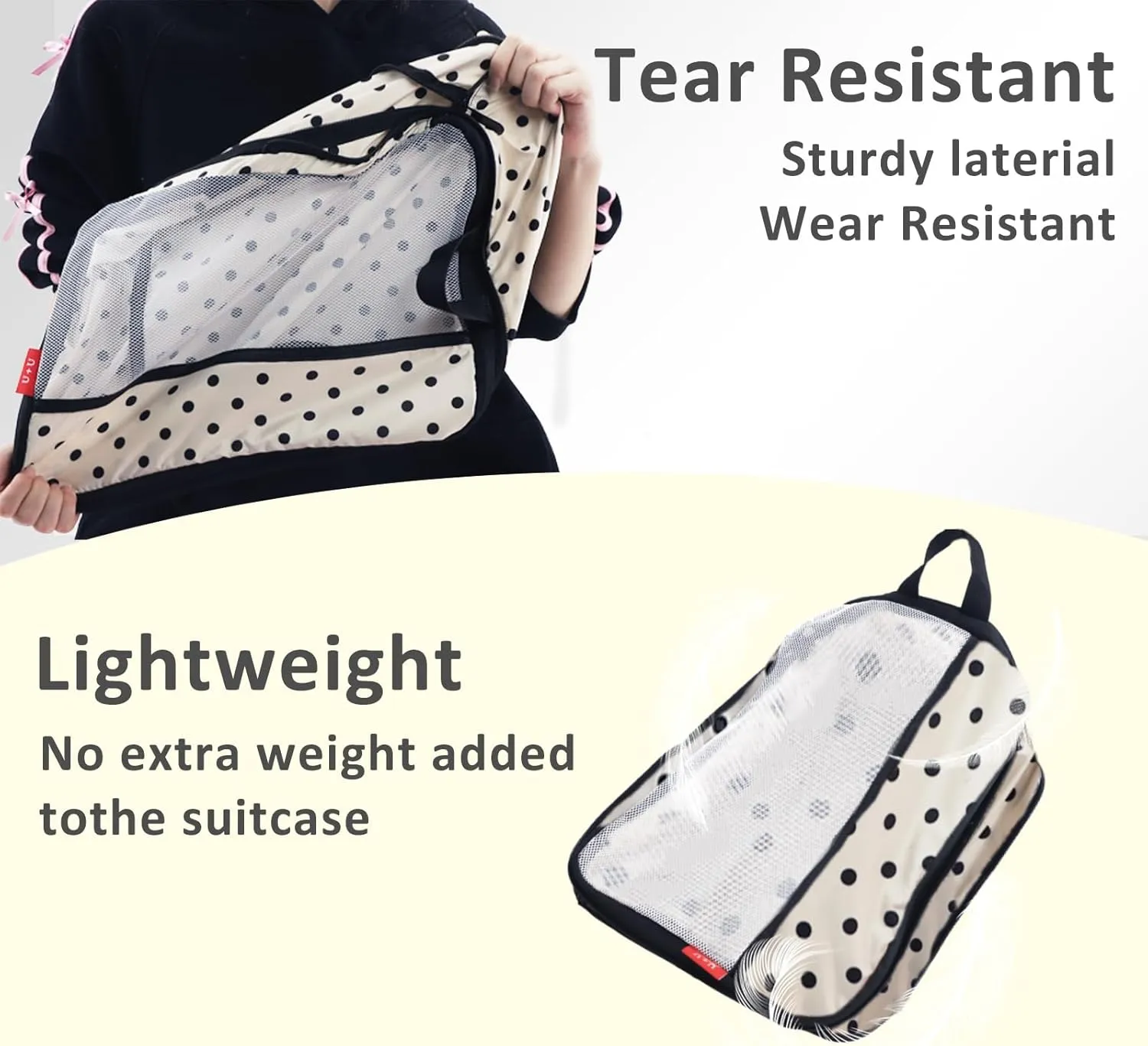 U U 10 Set Compression Packing Cubes - Ultralight Travel Organizers with Laundry Bag and Cosmetic Bag, Space-Saving Suitcase Organizer for Travel, Business Trip and Family Vacation (Polka Dot)