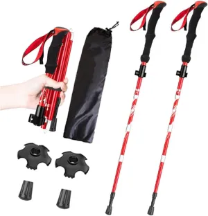 Ultralight Aluminum Trekking Poles with Carrying Bag, Folding Design, Black/Blue (Red), aliexpress002