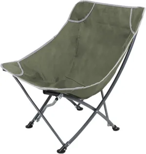Ultralight Outdoor, Lazy Moon Chair, Portable Fishing Chair with Backrest Stool, Camping Recliner (Color : Army Green)