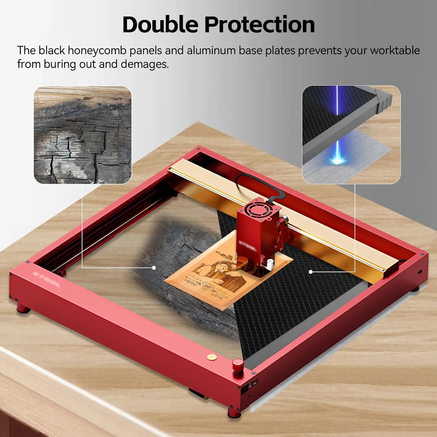 UniTak3D Honeycomb Laser Bed 500x500mm Working Table for XTool D1/D1 Pro/S9/S10/S30 Pro/RAY5 Engravers,Fast Heat Dissipation and Desktop Protection with Aluminum Plate(Working Area:18.11x18.11in)