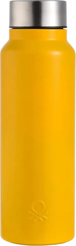 UNITED COLORS OF BENETTON. Be091 Water Bottle, 750 ml, Stainless Steel, Matt Yellow, Casa Benetton, Lemon Tree