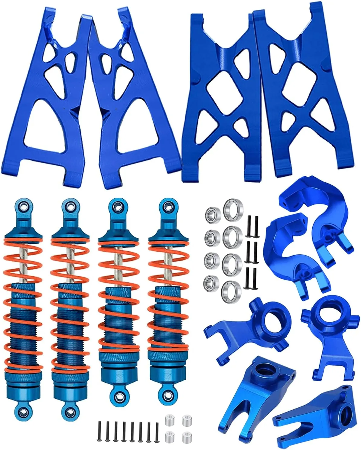 Upgrades Part for 1/10 ARRMA Vorteks 4x4 3S Blx,Granite/Senton 4x4 3S Blx & Mega 550,Alloy Front Rear Shocks & Suspension Arms & Steering Blocks Caster Blocks C-Hubs Stub,Navy Blue