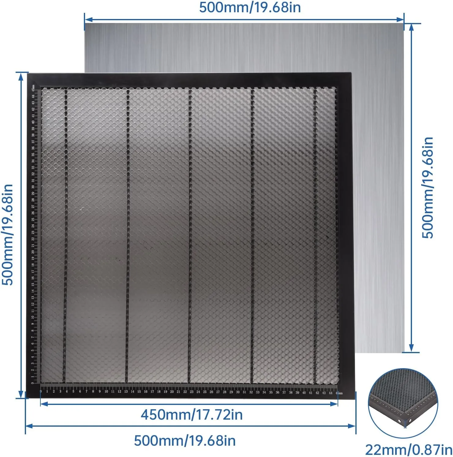 VAIDPRO Honeycomb Laser Bed 500mm X 500mm, The Soulmate for Laser Engraver, Honeycomb Working Table Honeycomb Panel for Fast Heat Dissipation and Desktop-Protecting, with Aluminum Plate