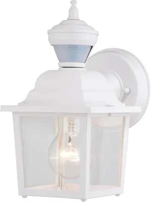 VAXCEL Bedford Aluminum 5.25-in. W 1 Light White Motion Sensor Dusk to Dawn Outdoor Wall Lantern Clear Glass