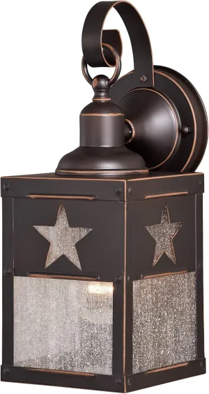 VAXCEL Ranger 1 Light Bronze Rustic Texas Star Outdoor Wall Lantern