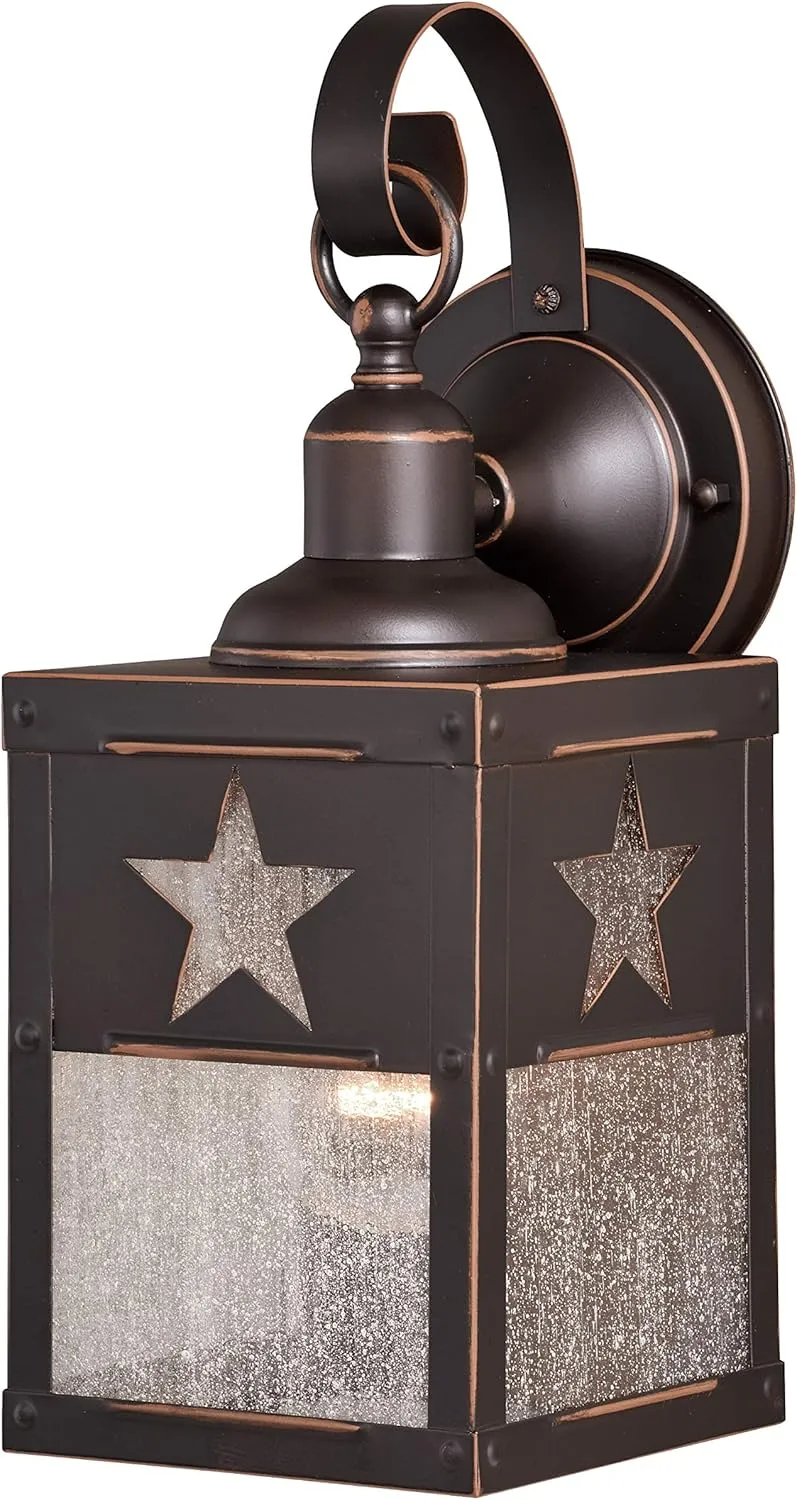 VAXCEL Ranger 1 Light Bronze Rustic Texas Star Outdoor Wall Lantern