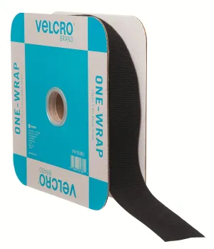 VELCRO Brand ONE-WRAP Double Sided Roll | 45 Ft x 1-1/2 In | Cut to Length Straps Heavy Duty | Bundling Ties Fasten to Themselves for Secure Hold, Black (91881)