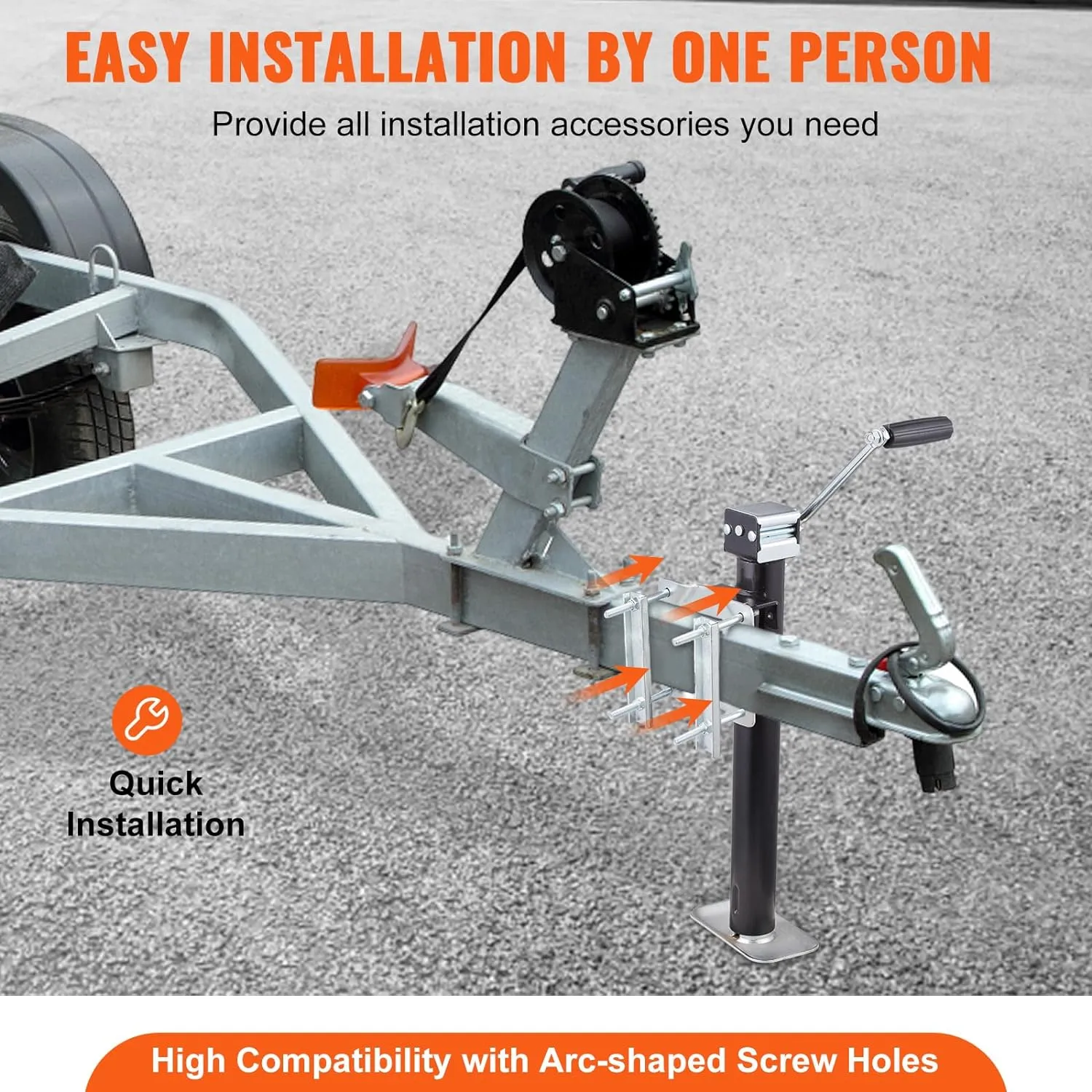 VEVOR Trailer Jack, 2500 lbs Load Capacity, Heavy Duty Swivel Bolt-on Stand, 15" Lift for RV, Horse, Utility, and Yacht Trailers