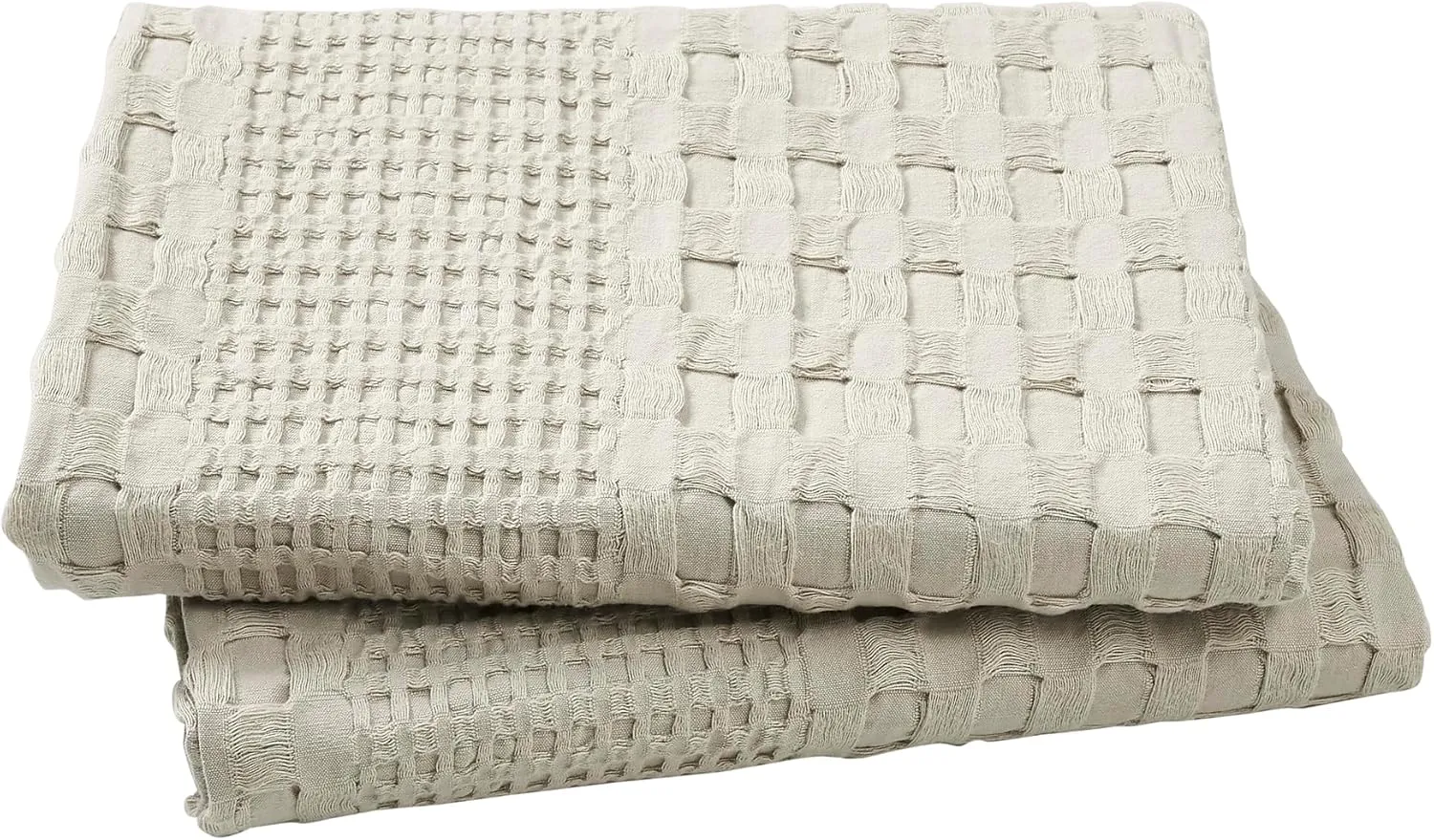 VHC Brands 100% Cotton Waffle Weave Natural Queen Size Sham Set of 2 20x30, Decorative Throw Pillow Covers/Shams, Boho Farmhouse Bedroom Decor