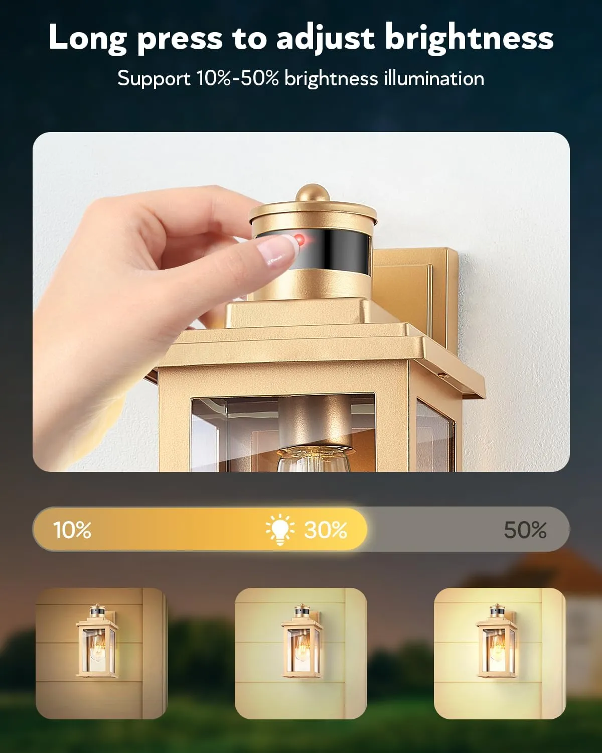 VIANIS Motion Sensor Outdoor Wall Lights Sconce, 2 Pack Dusk to Dawn Outdoor Light Fixture Lantern, Gold Waterproof Outdoor Motion Sensor Light for House, Doorway, Entryway, Garden, Anti-Rust