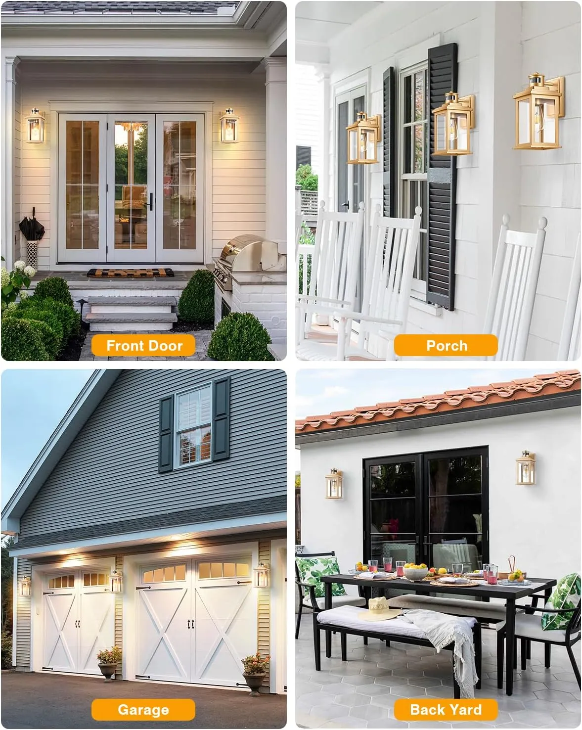 VIANIS Motion Sensor Outdoor Wall Lights Sconce, 2 Pack Dusk to Dawn Outdoor Light Fixture Lantern, Gold Waterproof Outdoor Motion Sensor Light for House, Doorway, Entryway, Garden, Anti-Rust