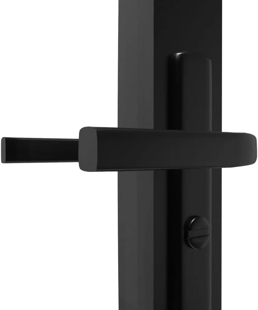 vidaXL Modern Interior Door 36.6"x79.3" - Black ESG Tempered Glass and Aluminum Frame Door with Vertical Decorative Line - Transparent Design for Natural Light Infusion