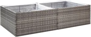 vidaXL Rectangular Garden Planter - Sturdy & Durable Outdoor Planter Made from PE Rattan - Flower Bed with Transparent Nylon Bag - Ideal for Gardens/Yards - Gray, 61.8"x31.5"x15.7"