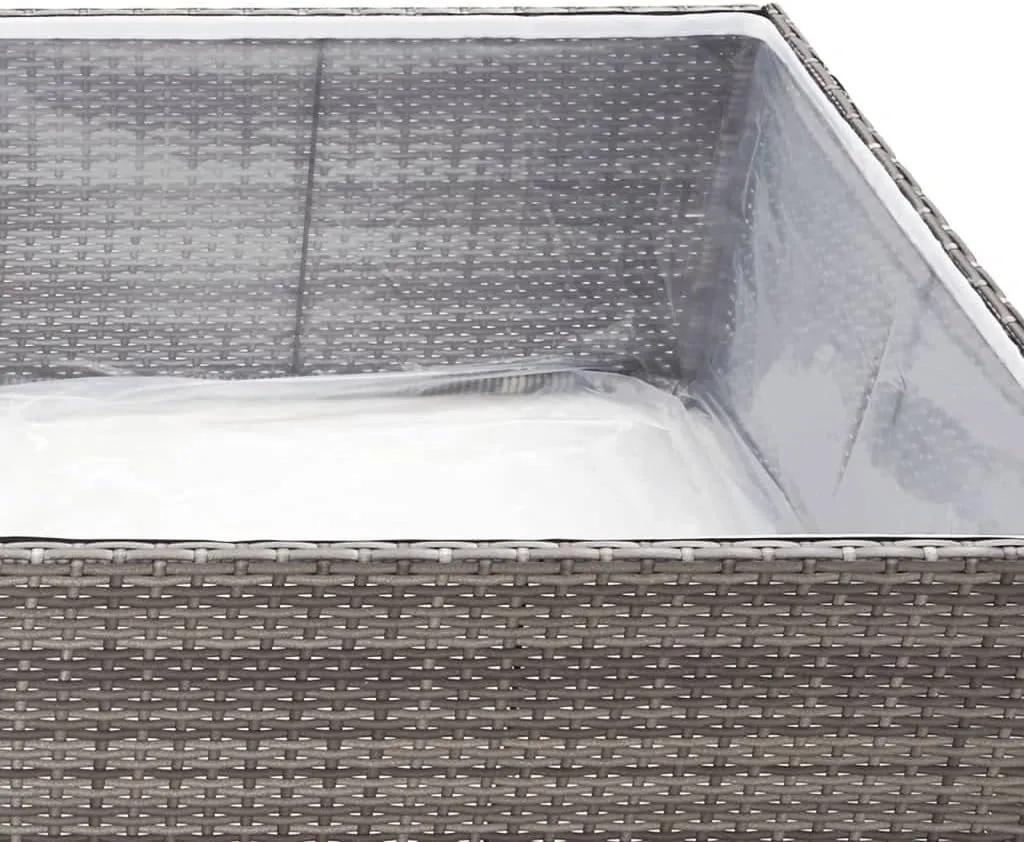 vidaXL Rectangular Garden Planter - Sturdy & Durable Outdoor Planter Made from PE Rattan - Flower Bed with Transparent Nylon Bag - Ideal for Gardens/Yards - Gray, 61.8"x31.5"x15.7"
