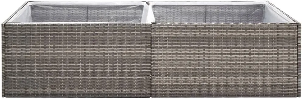 vidaXL Rectangular Garden Planter - Sturdy & Durable Outdoor Planter Made from PE Rattan - Flower Bed with Transparent Nylon Bag - Ideal for Gardens/Yards - Gray, 61.8"x31.5"x15.7"