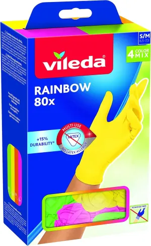 Vileda Multi-Purpose Gloves Rainbow, Nitrile, Multicoloured, 80 Pieces, M/L