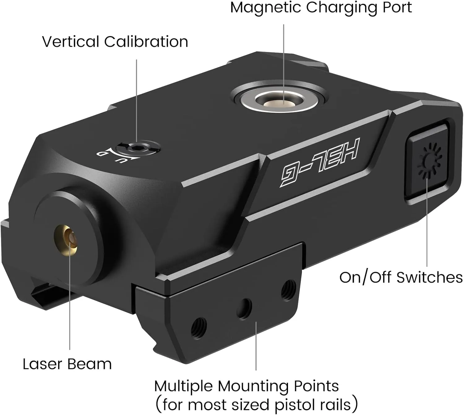 Votatu H3L-G Green Laser Sight, Aluminum Ultra Low Profile Picatinny Mount Green Dot Sight, Strobe Mode Available, Magnetic USB Rechargeable and Ambidextrous Control