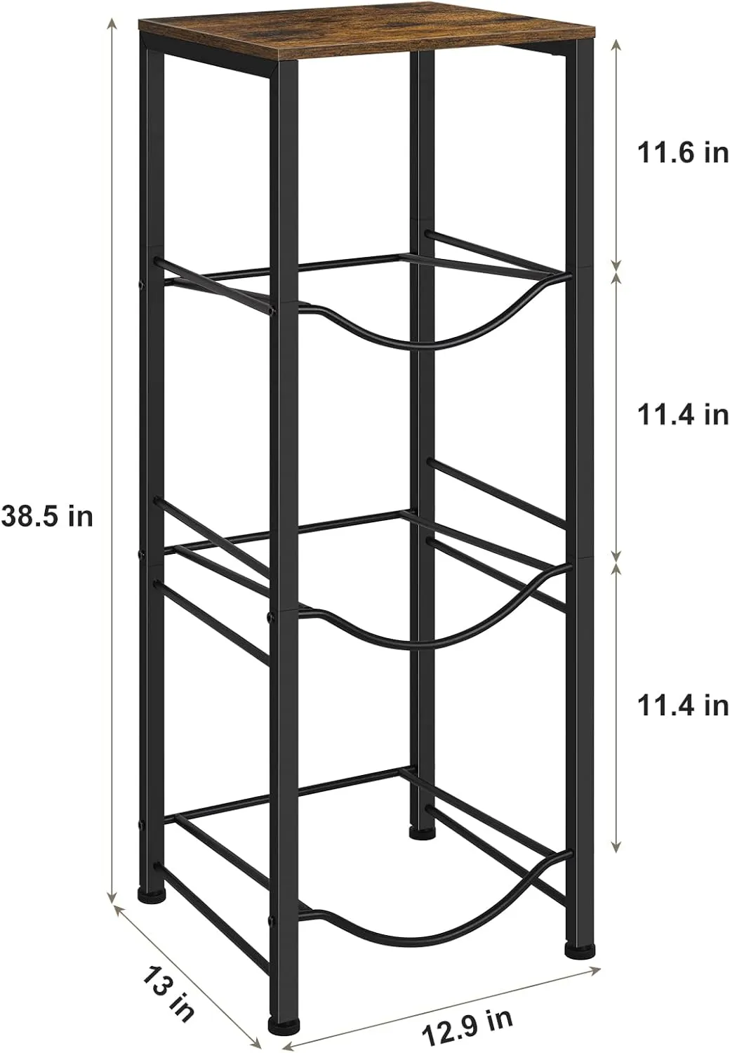 Water Bottle Holder 5 Gallon Water Cooler Jug Rack 3-Tiers Water Bottle Organizer with Storage Shelves for Kitchen Living Room Office, Rustic Brown