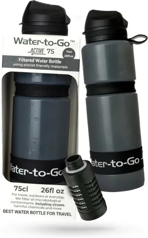 Water Bottle with Filter for International Travel – Eco-Friendly Bioplastic, New Leak-Proof Lid, Filters Viruses & Bacteria, Ideal Water Filter Bottle for Travel & Hiking