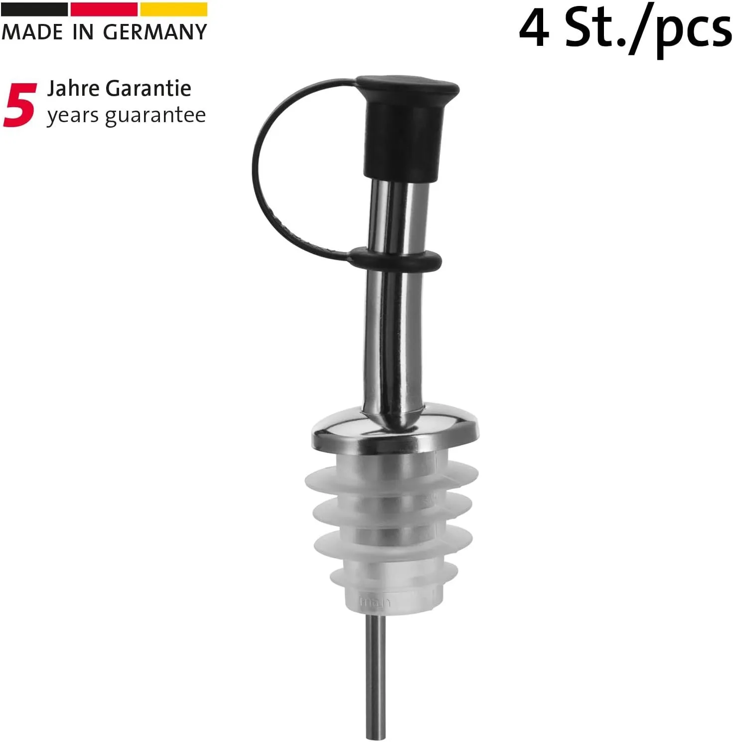 Westmark 453322E3 Spirit/Oil Pourers for Bottles with Loop Cap, with Trachea, Metal/Stainless Steel, Silicone Cork, Inox Standard, Silver