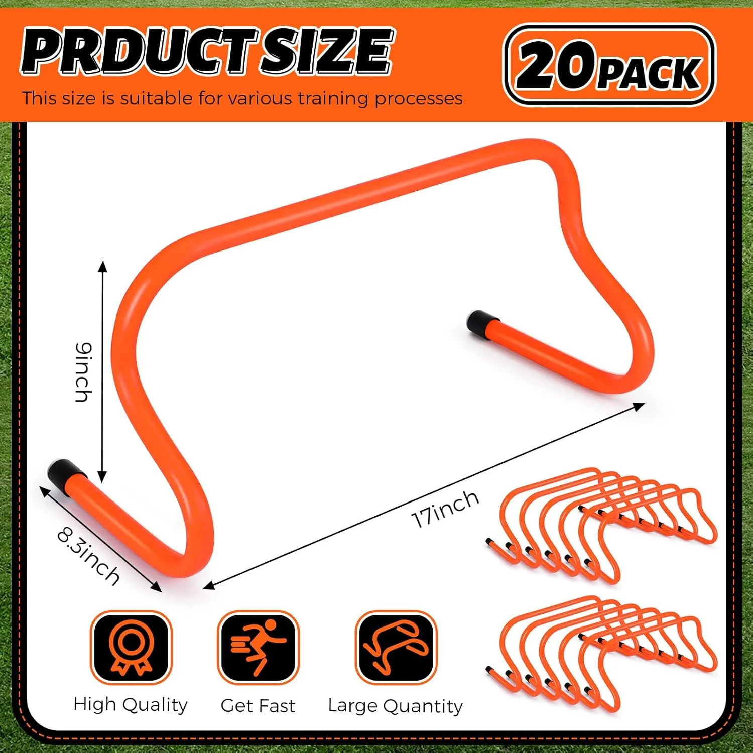 Wettarn 20 Pcs 9" Speed Training Agility Hurdles for Athletes Training Hurdles Reliable Training Hurdle Plyometric and All Purpose Hurdles Training Equipment for Soccer Basketball Football