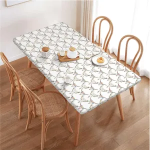 White Brown Elastic Edged Table Covers Artistic Abstract Deer Skull Waterproof Table Cloths for Kitchen Holiday Party Outdoor Picnic Antler Fits up 5 Foot Tables