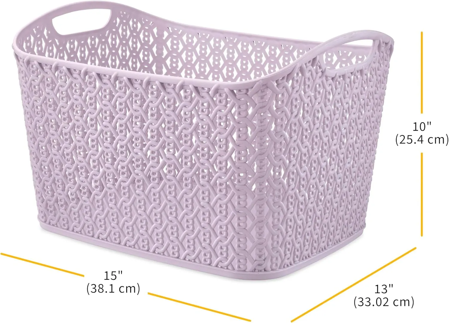 Whitmor Resin Rectangular Tote Bag, with Link Stitch Design, lilac Stylish & Durable for Daily Use, Shopping & Organization, 6 Pack