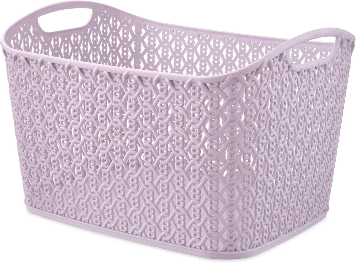 Whitmor Resin Rectangular Tote Bag, with Link Stitch Design, lilac Stylish & Durable for Daily Use, Shopping & Organization, 6 Pack