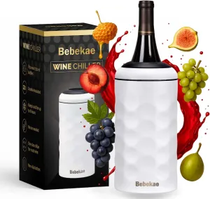 Wine Chiller – Double-Walled Wine Bottle Chiller | Wine Chillers for Bottles Fits 750ml Wine & Champagne | Ice-Free Portable Wine Bottle Cooler | Stainless Steel Wine Cooler for Home & Trave
