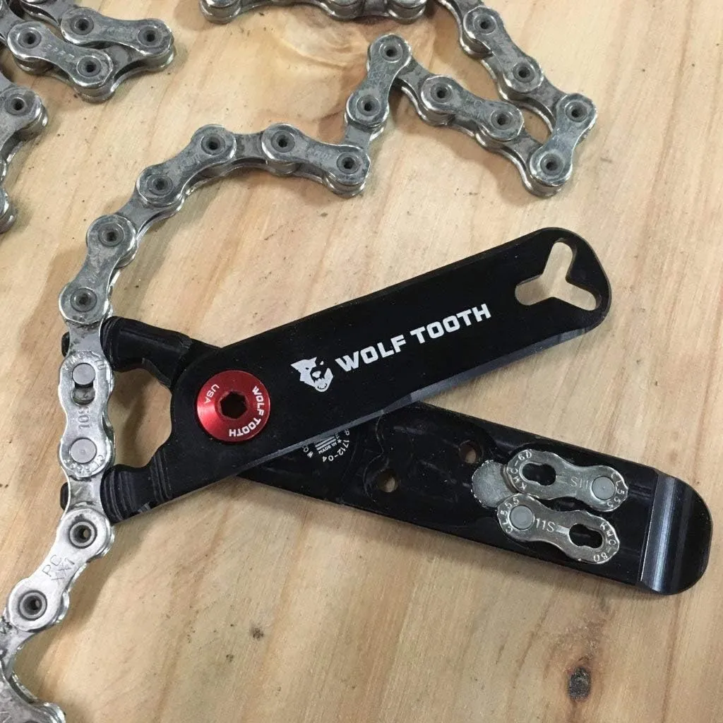 Wolf Tooth - Master Link Pliers - Pack Pliers | Bike Multi Tool Quick Link Pliers with Bike Tyre Levers, Valve Core Remover | Chain Pliers, Chain Link Pliers 9/10/11/12 Speed Bicycle Repair | Orange