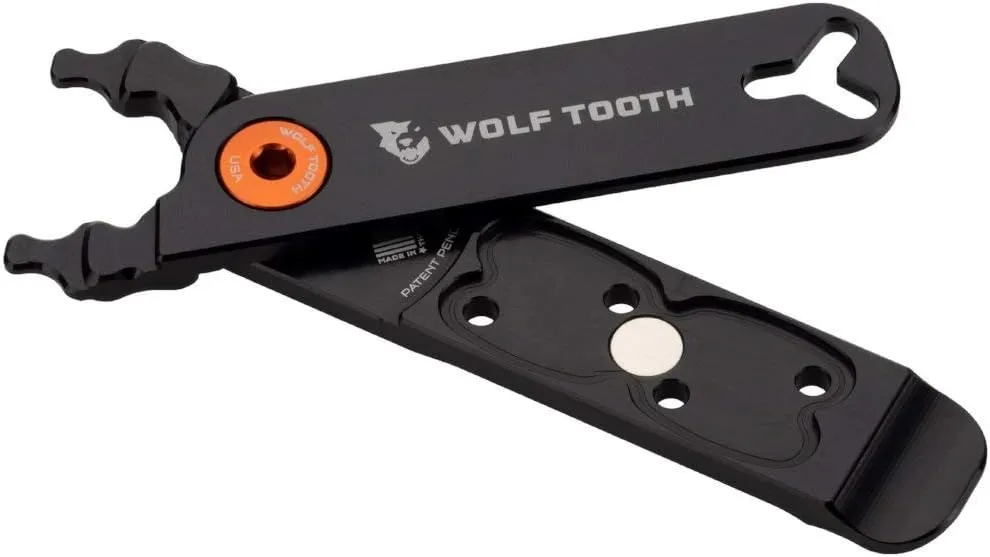 Wolf Tooth - Master Link Pliers - Pack Pliers | Bike Multi Tool Quick Link Pliers with Bike Tyre Levers, Valve Core Remover | Chain Pliers, Chain Link Pliers 9/10/11/12 Speed Bicycle Repair | Orange