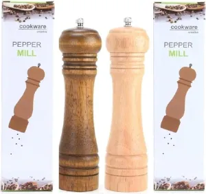 Wooden Pepper Mill or Salt Mill - Ceramic Blades and Adjustable Coarseness, Best Refillable Multi-Purpose Grinder for Salt, Pepper, Spice, Herb, Sesame Seed (8.6" Vintage   Oak)