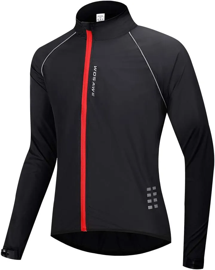 WOSAWE Men's Cycling Wind Jacket Reflective Ultralight Windbreaker