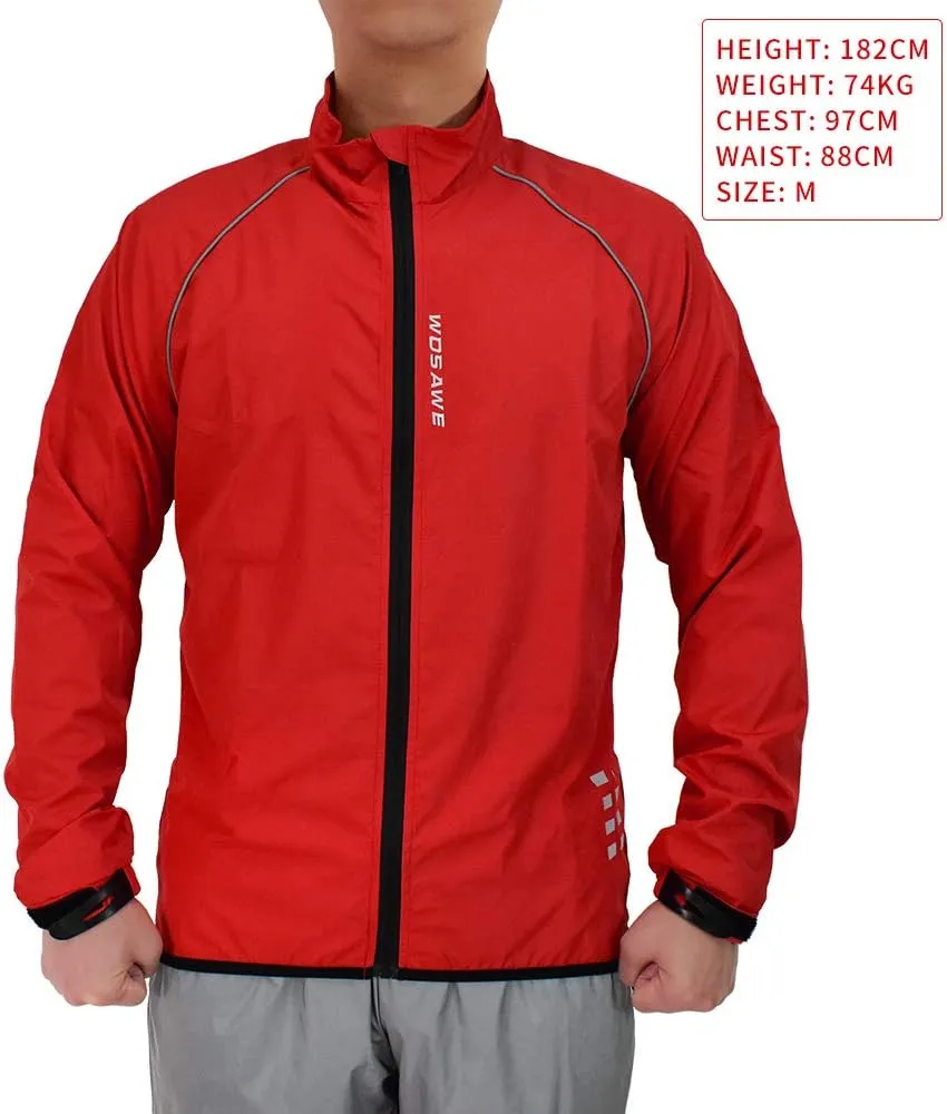 WOSAWE Men's Cycling Wind Jacket Reflective Ultralight Windbreaker