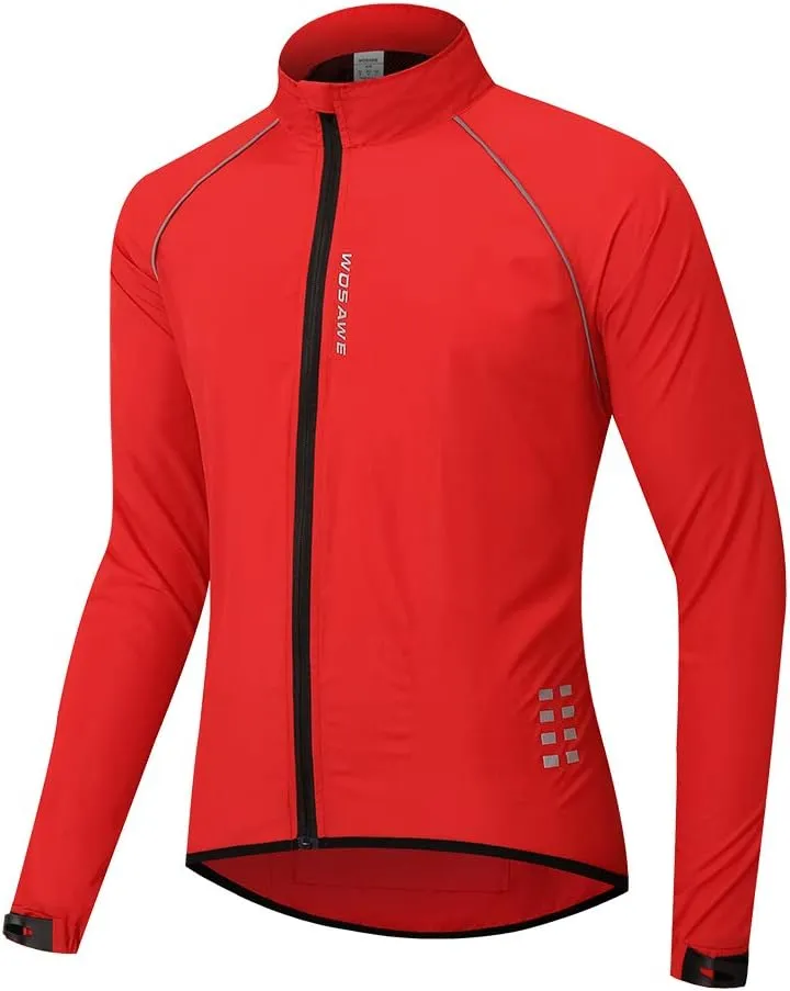 WOSAWE Men's Cycling Wind Jacket Reflective Ultralight Windbreaker