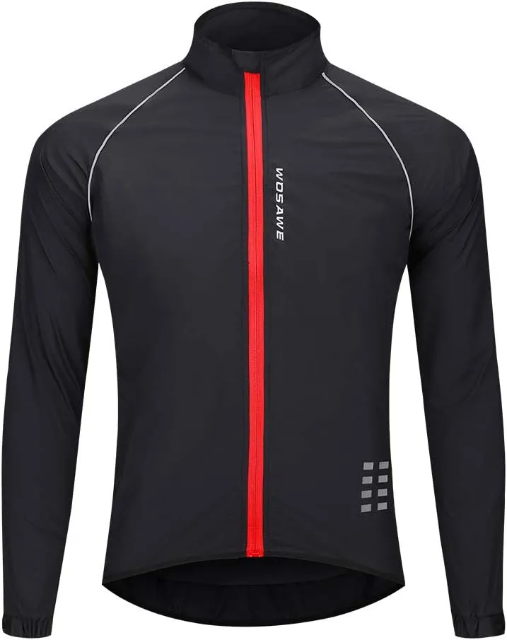 WOSAWE Men's Cycling Wind Jacket Reflective Ultralight Windbreaker