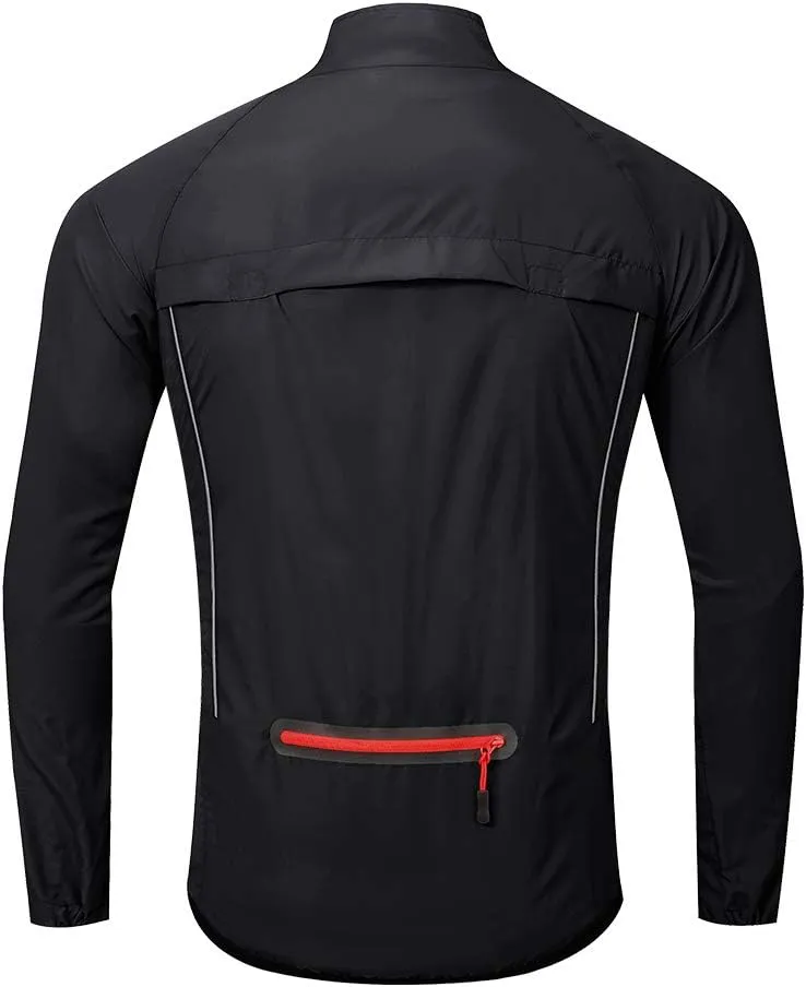 WOSAWE Men's Cycling Wind Jacket Reflective Ultralight Windbreaker