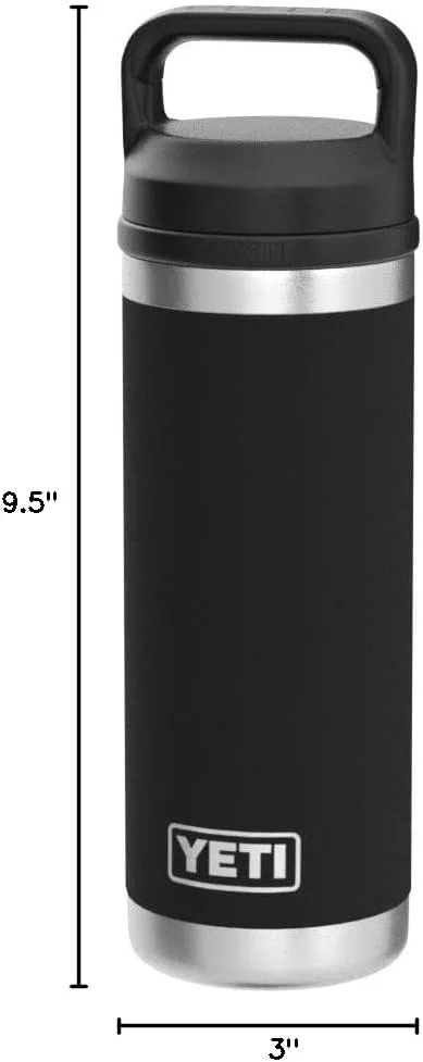 YETI Rambler 18 oz Bottle, Vacuum Insulated, Stainless Steel with Chug Cap, Black