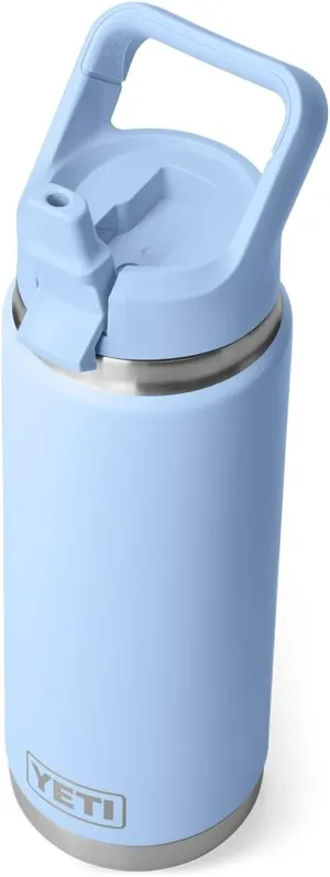 YETI Rambler 26 oz Bottle, Vacuum Insulated, Stainless Steel with Color Matching Straw Cap