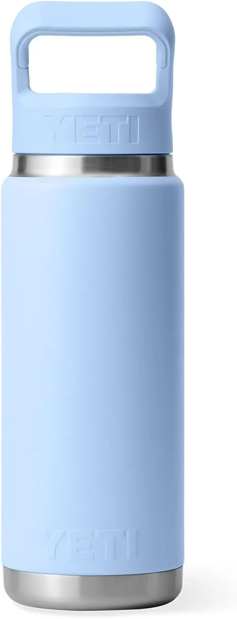 YETI Rambler 26 oz Bottle, Vacuum Insulated, Stainless Steel with Color Matching Straw Cap